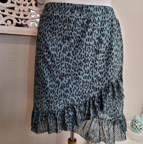 MSCH MOSS COPENHAGEN KALI MESH AOP RUFFLE GREEN MINI SKIRT WOMENS SZ EXTRA SMALL - Picture 6 of 16